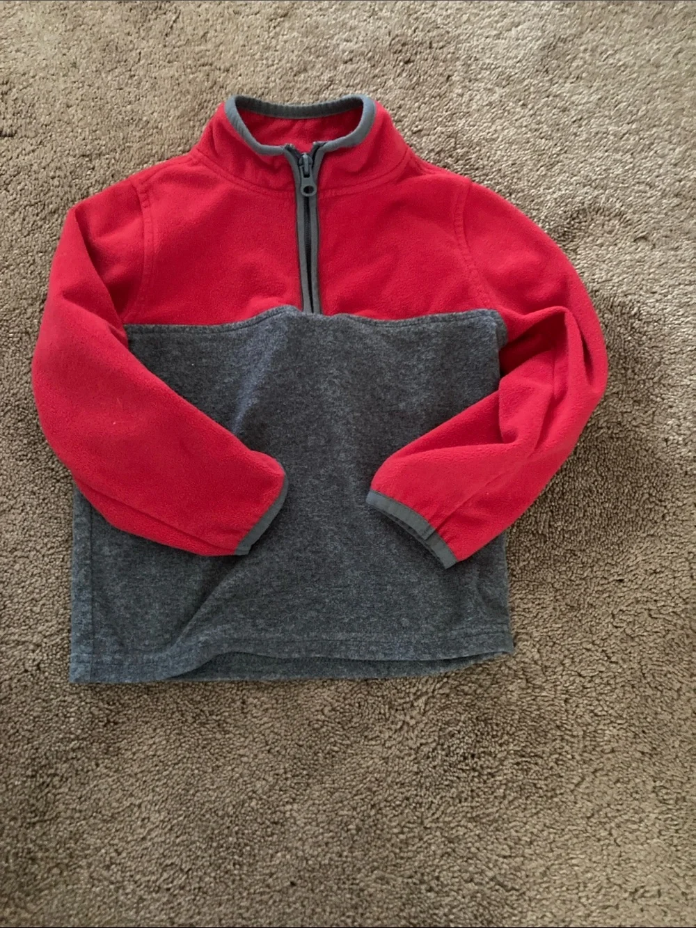 OshKosh B'gosh Red and Gray Kids Half-Zip Fleece Pullover
